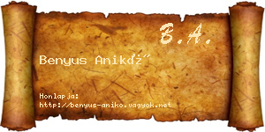 Benyus Anikó névjegykártya